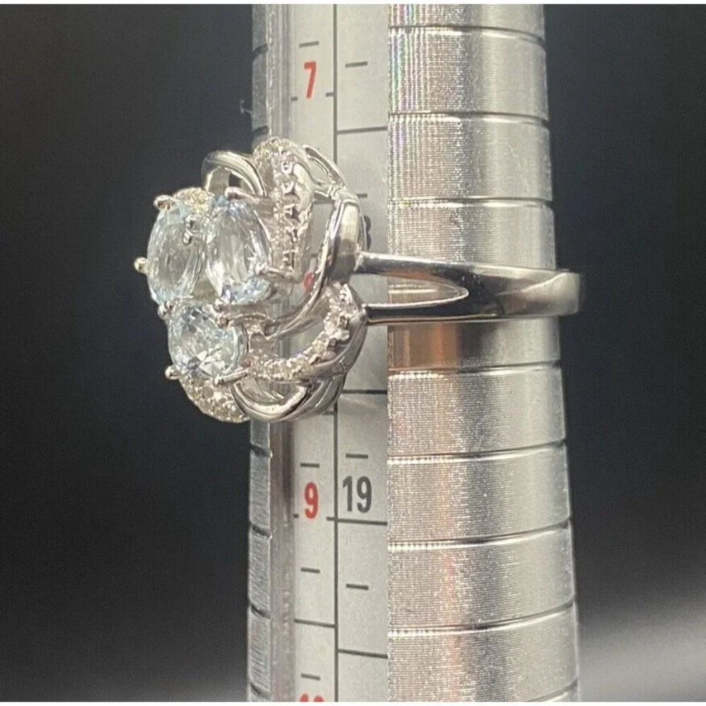 March Birthstone Aquamarine Ring Sz 8 Gem Stone King GSK Sterling Silver Lab - Picture 8 of 9
